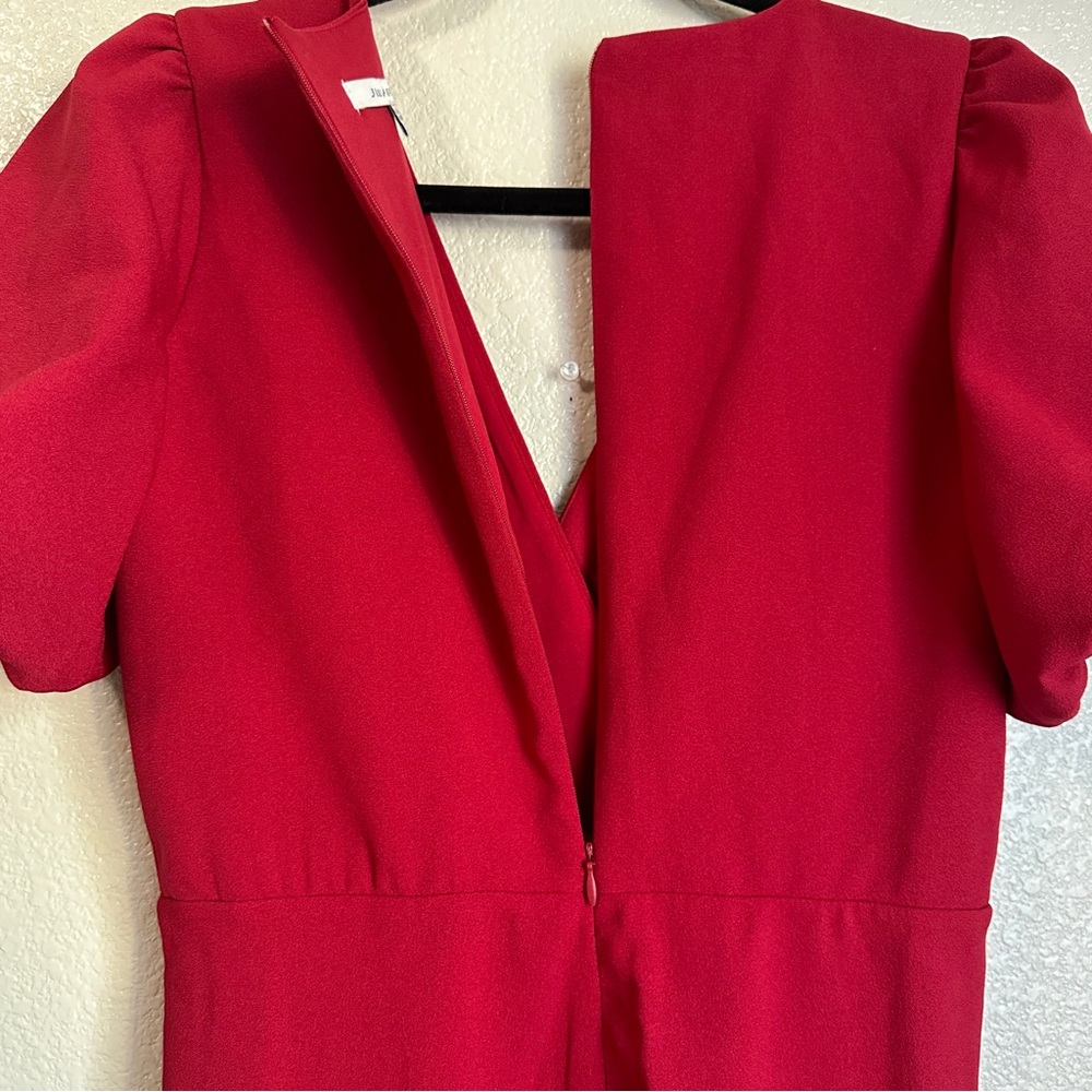 Julia Jordan Red Pantsuit Wide Leg Sz 2 Puff Sleeves - Picture 11 of 12
